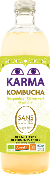 Kombucha z imbirem i limonką bez cukru fair for life 750 ml - Karma Kombucha (EKO)