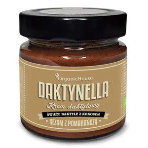 Krem kokosowo daktylowy z sezamem i pomarańczą daktynella bezglutenowy 190 g - Organichouse (EKO)