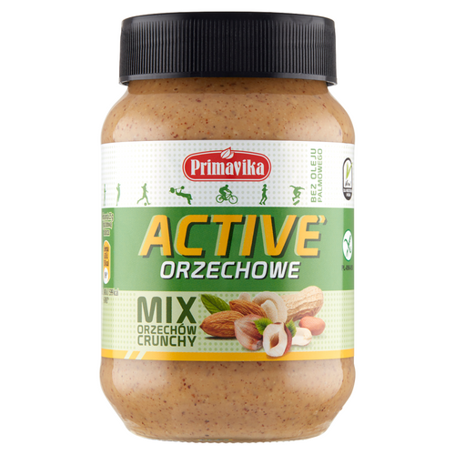 Krem orzechowy crunchy active bezglutenowy 470 g - Primavika
