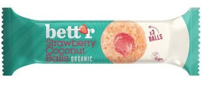 Kulki kokosowe z nadzieniem truskawkowym bezglutenowe 3 szt. 45 g - Bett'r (EKO)
