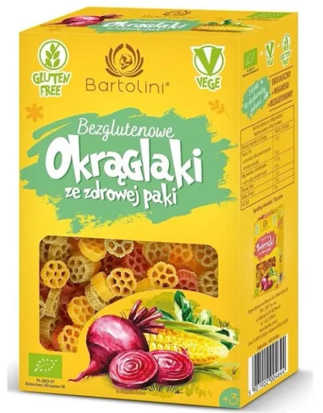 Makaron kukurydziany z warzywami dla dzieci okrąglaki bezglutenowy 250 g - Bartolini (EKO)