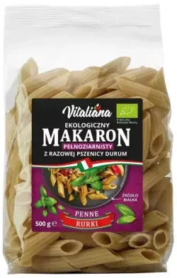 Makaron penne semolinowy razowy 500 g - Vitaliana (EKO)