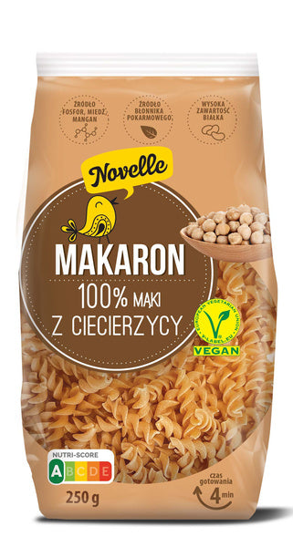 Makaron proteinowy z ciecierzycy świderki 250 g - Novelle