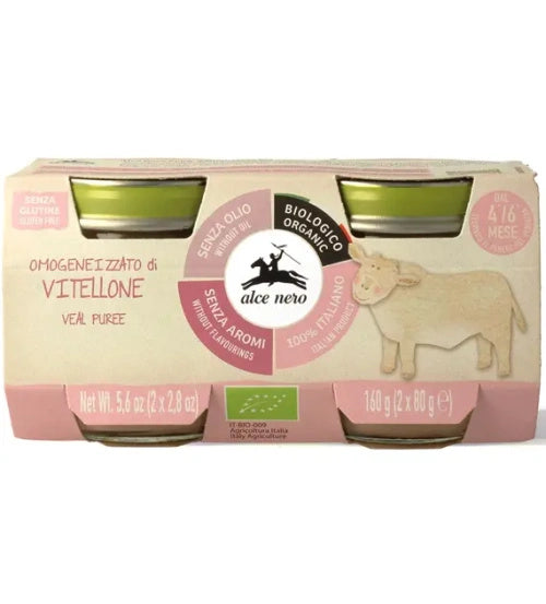 Mięso cielęcina bezglutenowe od 4 msc. 2 szt. 160 g - Alce Nero (EKO)