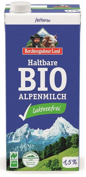 Mleko alpejskie UHT o obniżonej zawartości latozy 1,5 % 1 l - Berchtesgadener Land (EKO)
