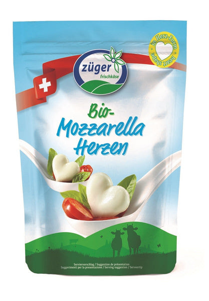 Mozzarella w kształcie serc 260 g (130 g) - Zuger (EKO)