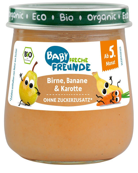 Mus gruszka banan marchew bezglutenowy od 5 msc.120 g - Freche Freunde (EKO)