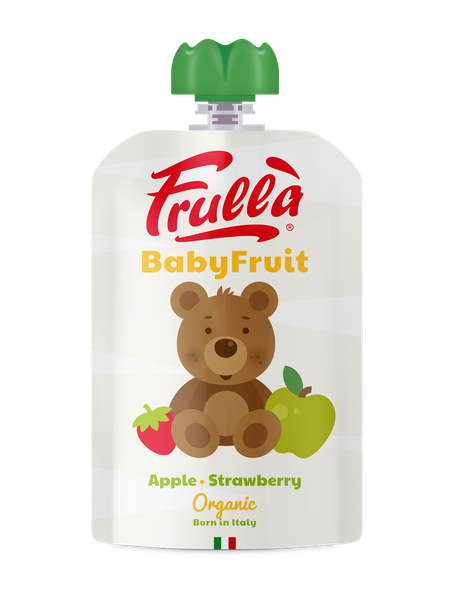 Mus jabłko truskawka bez dodatku cukru bezglutenowy od 6 msc. 100 g - Frulla (EKO)