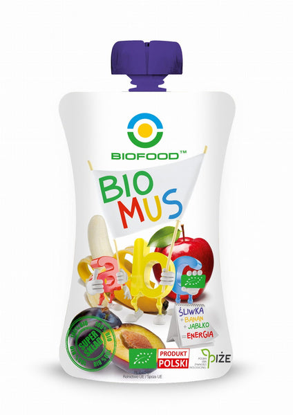 Mus śliwka banan jabłko bezglutenowy 90 g - Bio Food (EKO)