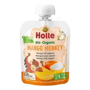 Mus w tubce małpka mango jogurt bez dodatku cukru od 8 msc. 85 g - Holle (EKO)
