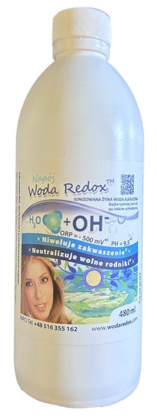 Napój jonizowana woda alkaliczna redox ph 9,5 480 ml - Woda Redox