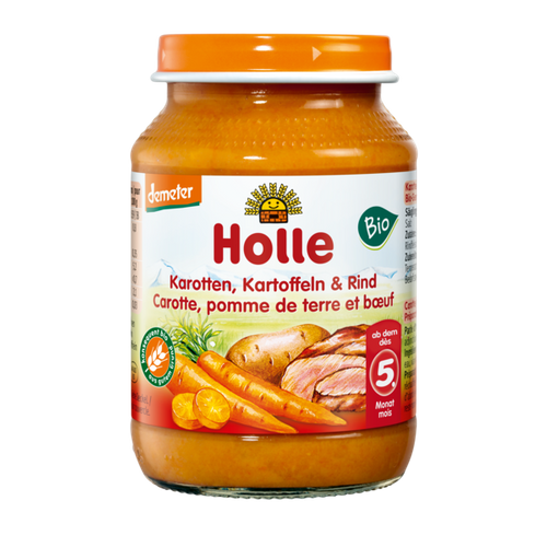 Obiadek dla dzieci marchew ziemniak wołowina bez dodatku cukru bezglutenowy od 5 msc. 190 g - Holle (EKO)
