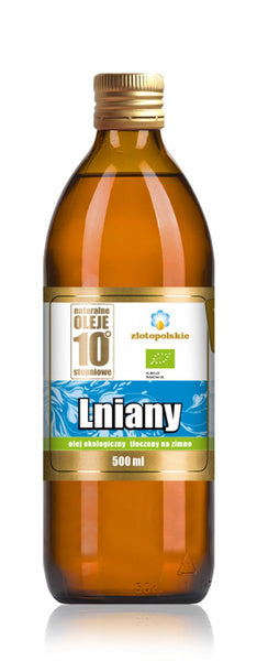 Olej lniany tłoczony na zimno 500 ml - Złoto Polskie (EKO)