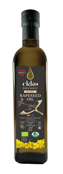 Olej rzepakowy do gotowania i smażenia tłoczony na zimno omega 3 500 ml - Ekko (EKO)