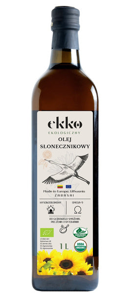 Olej słonecznikowy do gotowania i smażenia tłoczony na zimno 1 l - Ekko (EKO)