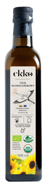 Olej słonecznikowy do gotowania i smażenia tłoczony na zimno 500 ml - Ekko (EKO)