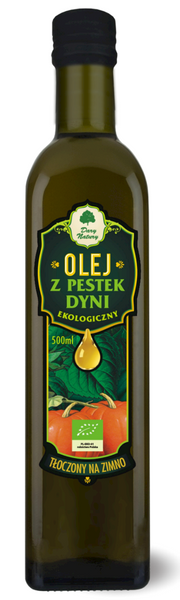 Olej z pestek dyni tłoczony na zimno 500 ml - Dary Natury (EKO)
