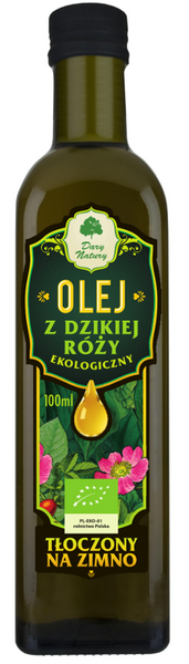 Olej z pestek dzikiej róży tłoczony na zimno 100 ml - Dary Natury (EKO)