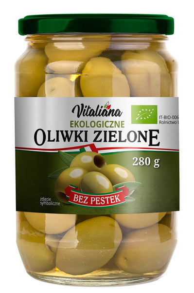 Oliwki zielone bez pestek w zalewie 280 g (150 g) - Vitaliana (EKO)