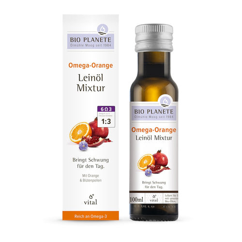 Omega orange - mieszanka z olejem lnianym (pyłek kwiatowy, pomarańcza)  100 ml - Bio Planete (EKO)