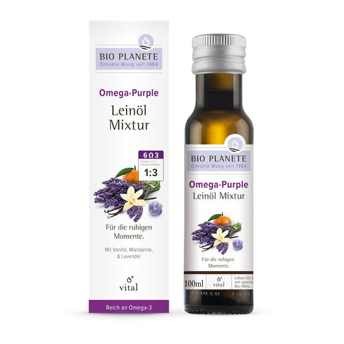 Omega purple - mieszanka z olejem lnianym (mandarynka, wanilia, lawenda) 100 ml - Bio Planete (EKO)
