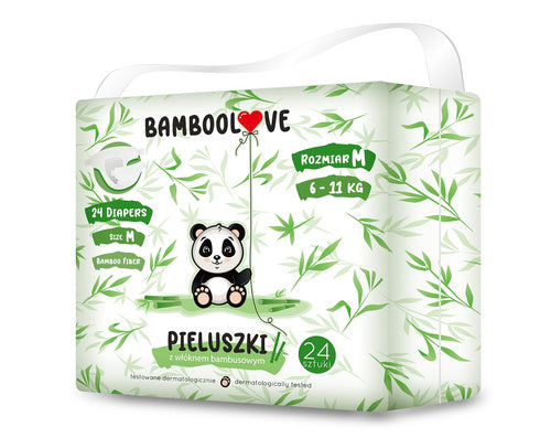 Pieluchy z włóknem bambusowym rozmiar M 6 - 11 kg (24 szt.) - Bamboolove