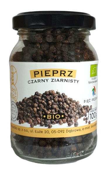 Pieprz czarny ziarnisty bezglutenowy 100 g - Pięć Przemian (EKO)