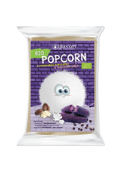 Popcorn z niebieskiej kukurydzy z shea i solą do mikrofalówki bezglutenowy 100 g - BlueCorn (EKO)
