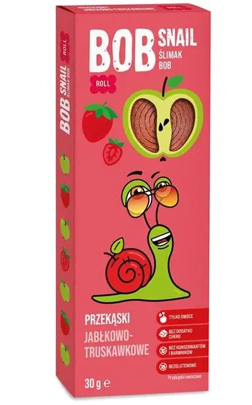 Przekąska bob snail roll jabłko truskawka bez dodatku cukru bezglutenowa 30 g - Bob Snail