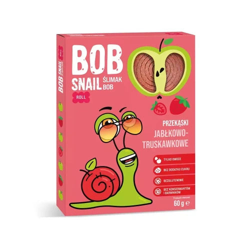 Przekąska bob snail roll jabłko truskawka bez dodatku cukru bezglutenowa 60 g - Bob Snail