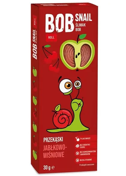 Przekąska bob snail roll jabłko wiśnia bez dodatku cukru bezglutenowa 30 g - Bob Snail