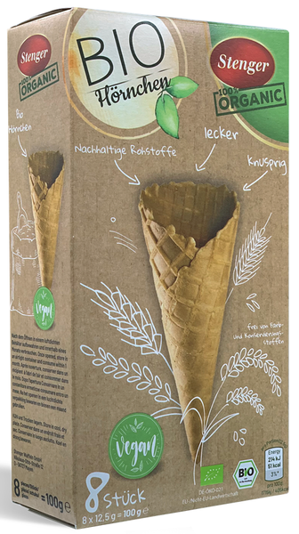 Rożki waflowe do lodów (8 x 12,5 g) 100 g - Stenger (EKO)