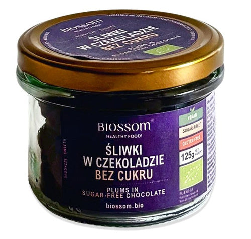 Śliwki kalifornijskie w czekoladzie bezglutenowe 125 g - Biossom (EKO)