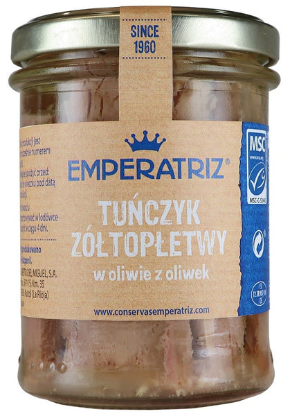 Tuńczyk żółtopłetwy MSC w oliwie z oliwek 200 g (130 g) - Emperatiz