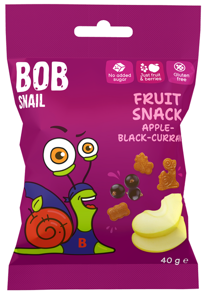 Wegańskie żelki bez żelatyny jabłko czarna porzeczka bezglutenowe 40 g - Bob Snail