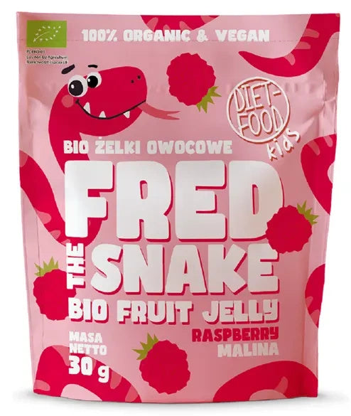 Wegańskie żelki bez żelatyny malinowe 30 g - DIET-FOOD (EKO)