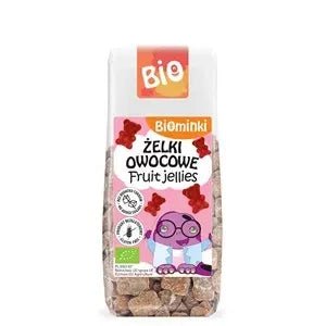 Wegańskie żelki bez żelatyny owocowe bez dodatku cukru jabłko truskawka bezglutenowe 75 g - Biominki (EKO)