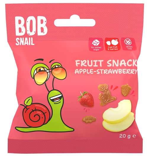 Żelki (jabłko - truskawka) bez żelatyny bezglutenowe 20 g - Bob Snail